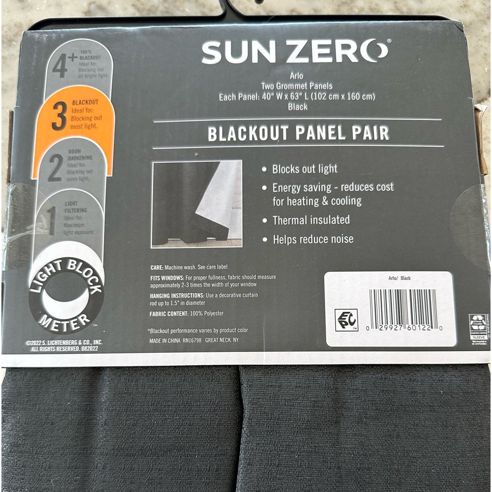 Blackout Curtain Panel 40”W x 63”L- perfect for Dorm (set of 2)